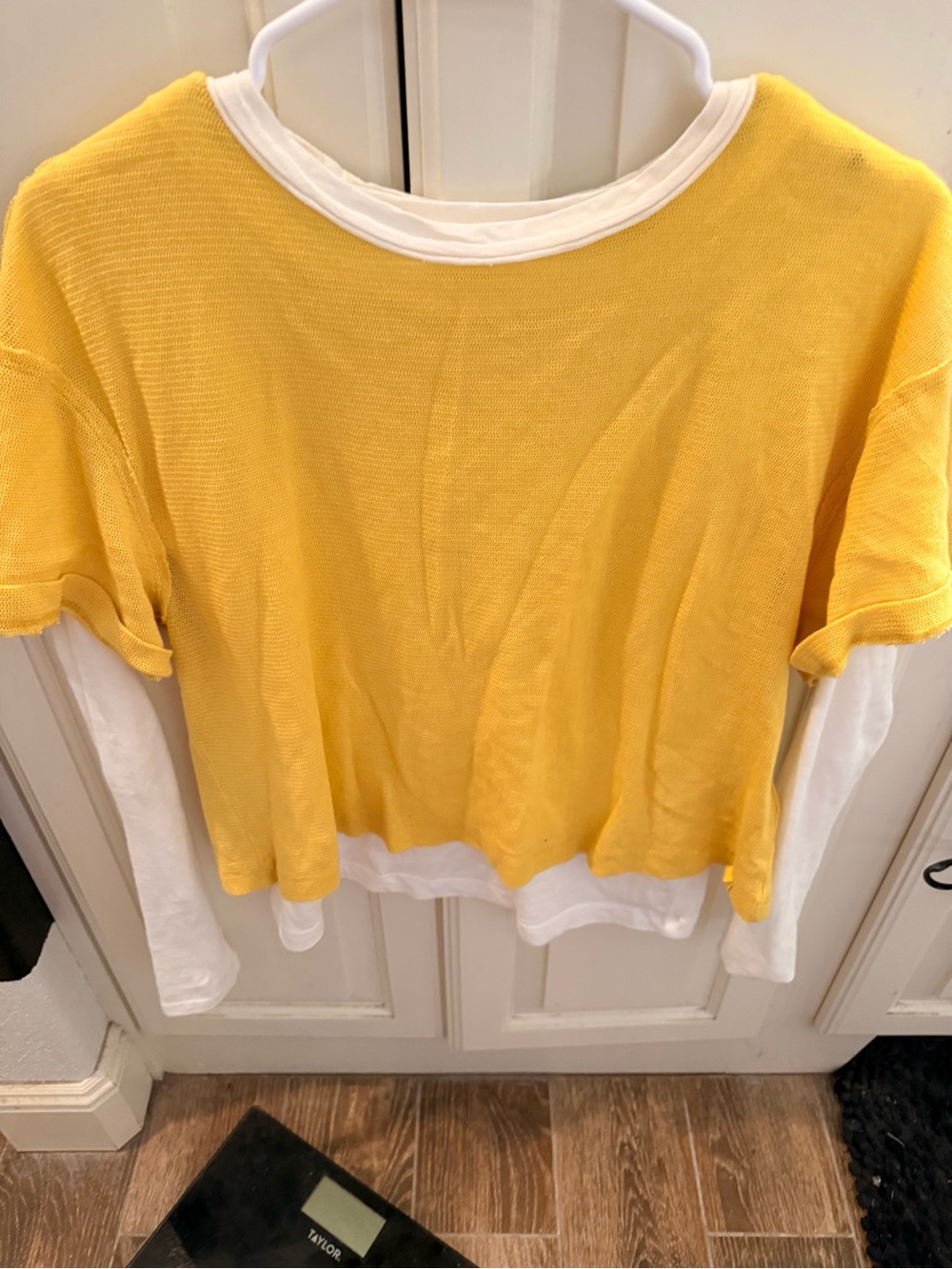 We The Free Yellow Layered Long-Sleeve Tee with White Trim